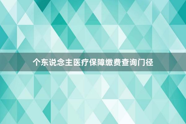 个东说念主医疗保障缴费查询门径