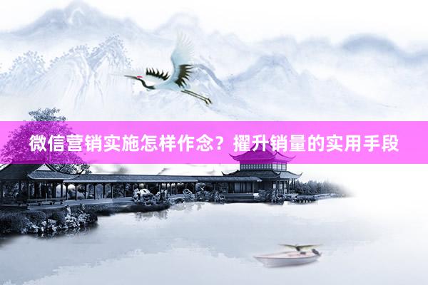 微信营销实施怎样作念?擢升销量的实用手段